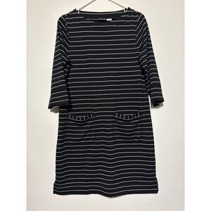 Chicos Zenergy Womens 1 (US 8/10) Black White Striped Pockets 3/4 Sleeve Dress